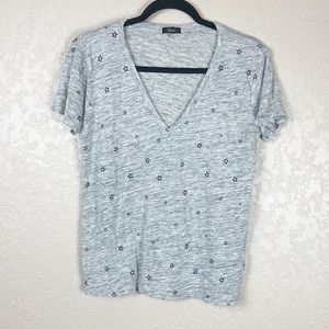 Rails linen blend star printed v neck tee